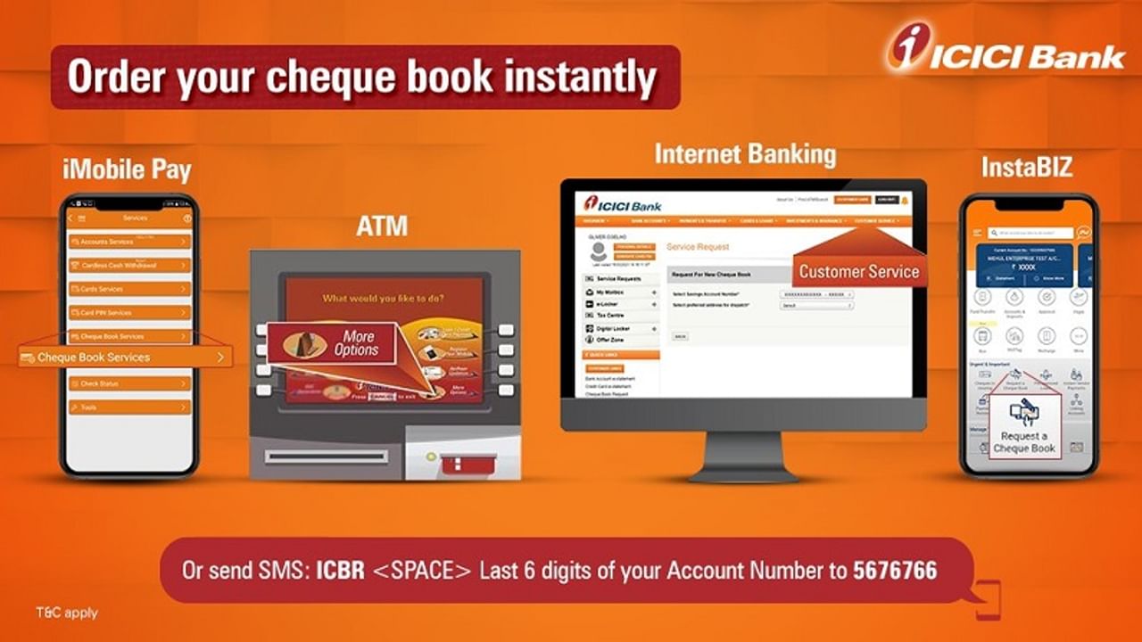 icici bank, ATM, cash withdrawal, chequebook