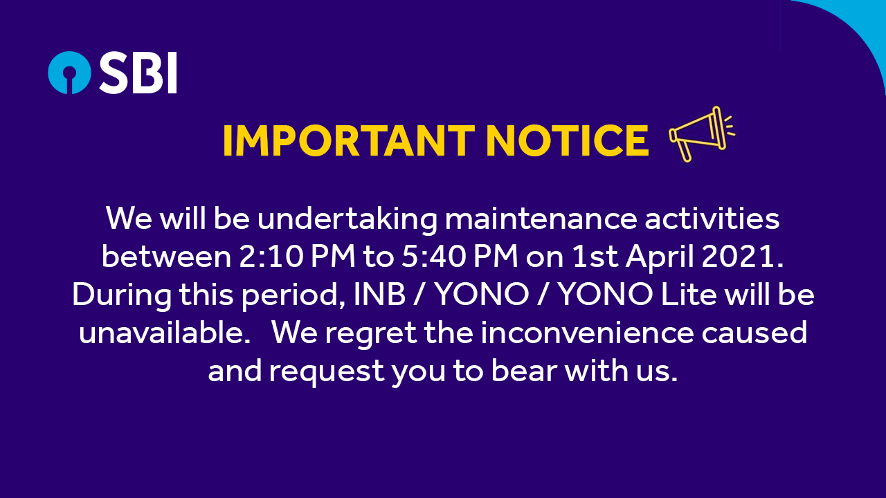 SBI further informed that its online banking system will be upgraded during this time.