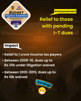Relief to those with pending I-T dues!